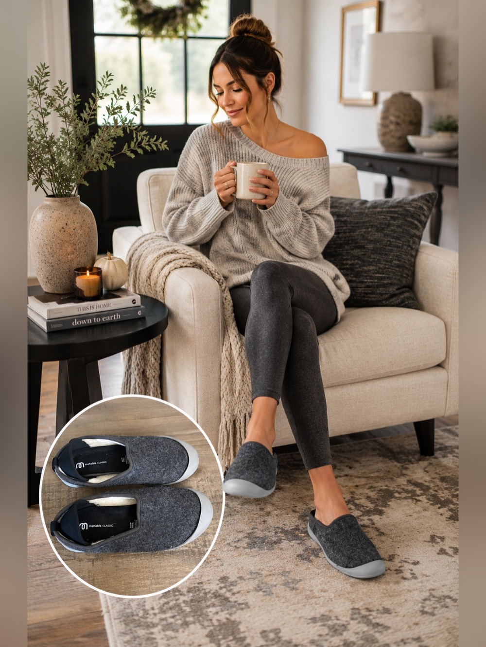 Mahabis Classic Convertible Wool Slippers Gray US 7 Indoor Outdoor slippers